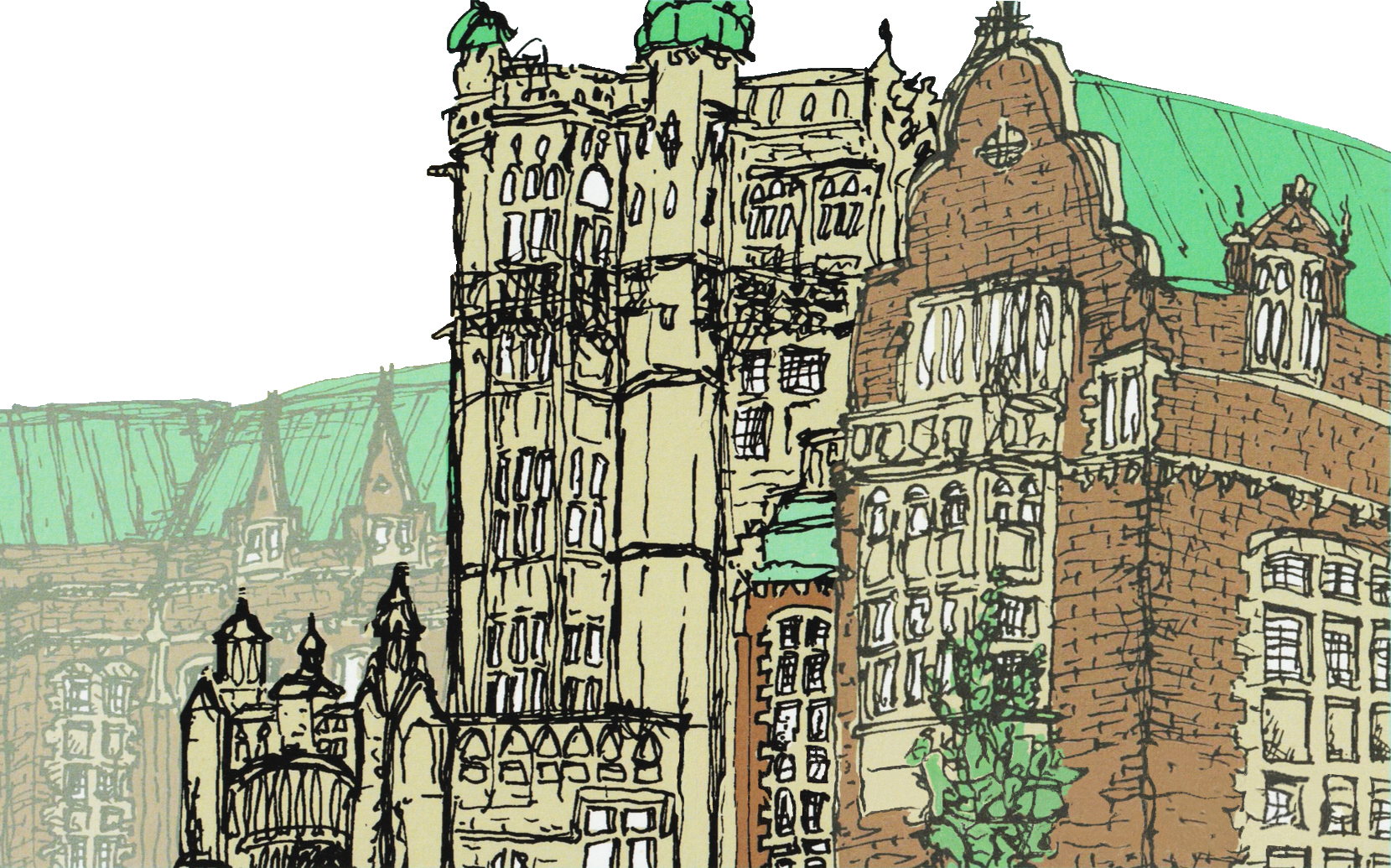 Stylized drawing of the Concordia Loyola campus